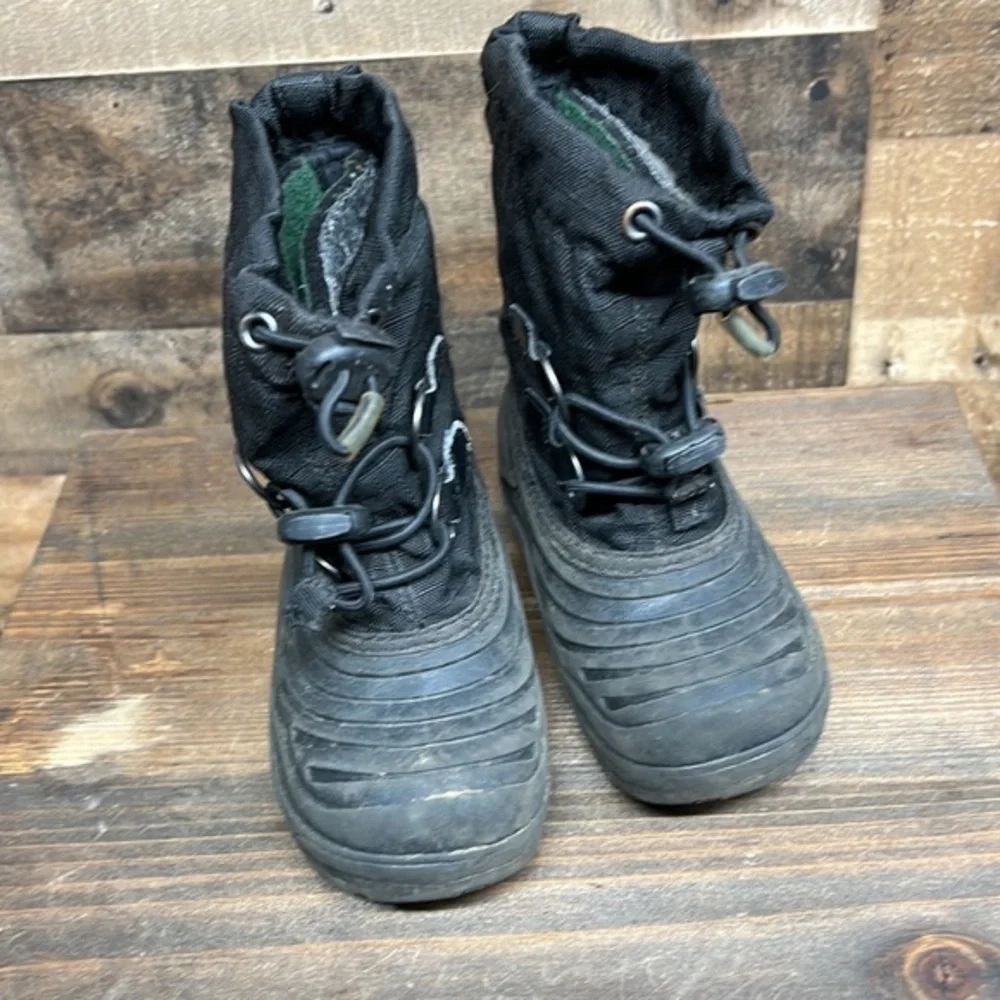 SOREL 'Super Trooper' Waterproof Kids Boots‎ Black/Grey $85 Boy's Size 8